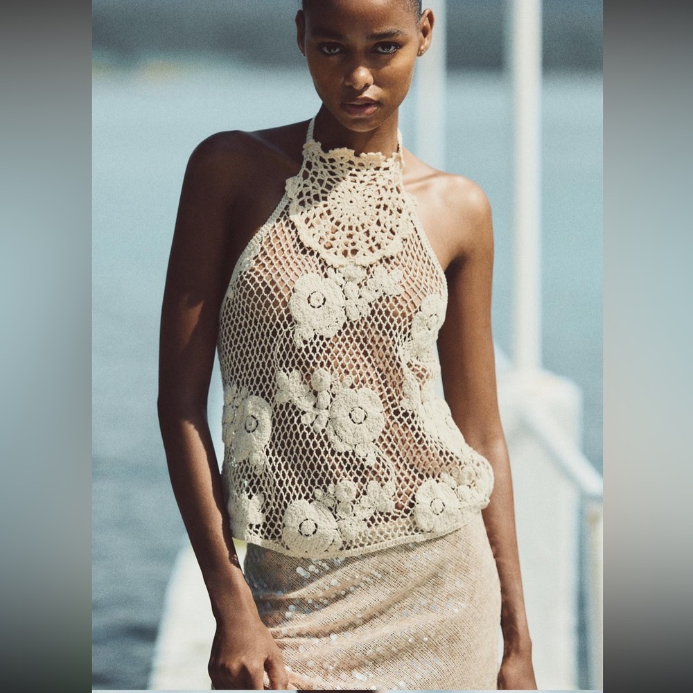 Zara crochet floral halter top